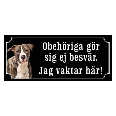 Amstaff hundskylt gammaldags stil emaljskylt hund Vakthund