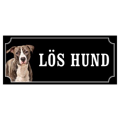 Amstaff hundskylt gammaldags stil emaljskylt hund Lös hund
