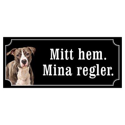Amstaff hundskylt gammaldags stil emaljskylt hund