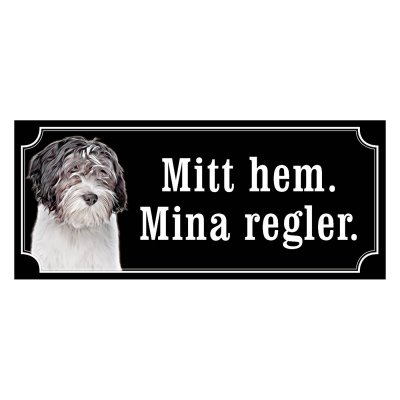 Schapendoes flera färger, gammaldags stil emaljskylt hund
