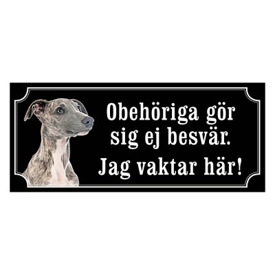 Whippet blå brindle, hundskylt, skylt hund,