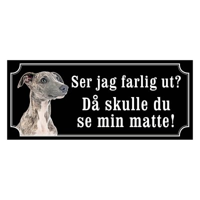 Whippet blå brindle, hundskylt, skylt hund,