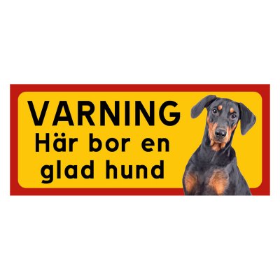Dobermann gul/röda hundskyltar - liggande