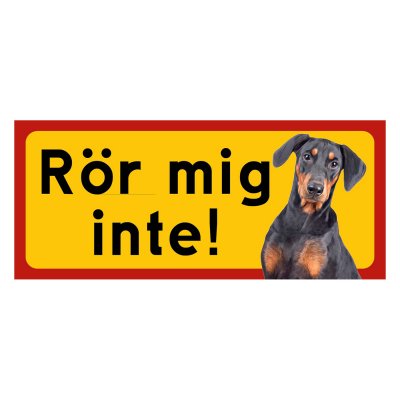 Dobermann gul/röda hundskyltar - liggande