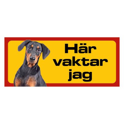 Dobermann gul/röda hundskyltar - liggande