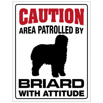 skylt här vaktar jag caution varning Briardhund attityd attitude