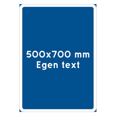 Blå/vit 500x700 mm med egen text