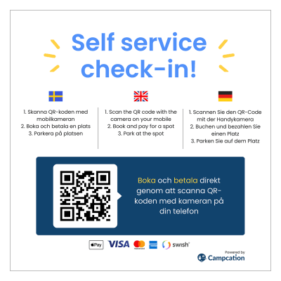 Campingskylt med QR-kod fyrkantig