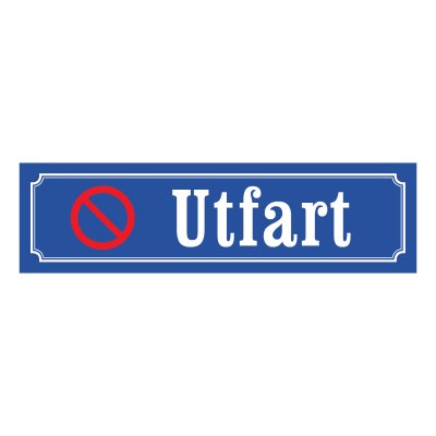 Skylt utfart fin i emaljstil gammaldags stil emaljskuylt fin skylt utfart blå