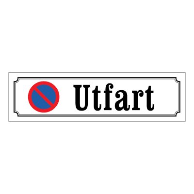 Skylt utfart fin i emaljstil gammaldags stil emaljskuylt fin skylt utfart vit