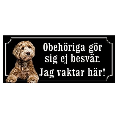 skylt ljusbrun labradoodle obehöriga gör sig ej besvär