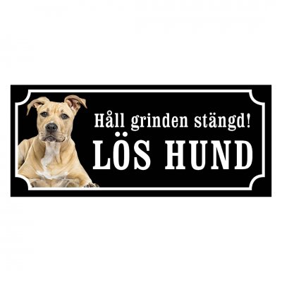 Amstaff hundskylt gammaldags stil emaljskylt hund ser jag farlig ut?