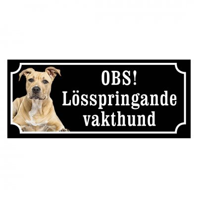 Amstaff hundskylt gammaldags stil emaljskylt hund ser jag farlig ut?