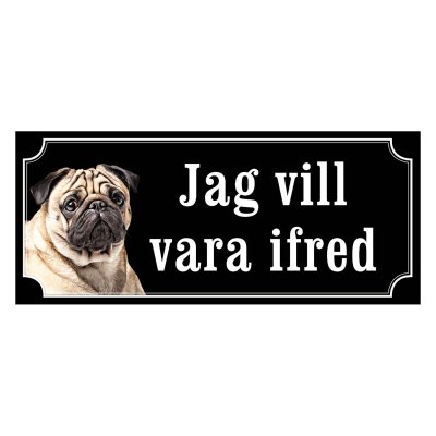 Mops fawn gammaldags stil emaljskylt hund