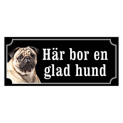 Mops fawn gammaldags stil emaljskylt hund