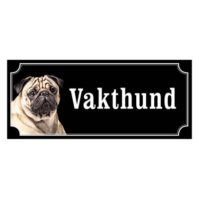 Mops fawn gammaldags stil emaljskylt hund