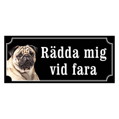 Mops fawn gammaldags stil emaljskylt hund