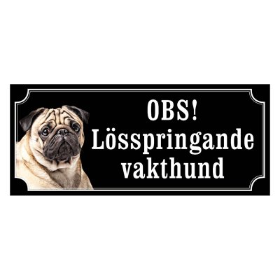 Mops fawn gammaldags stil emaljskylt hund