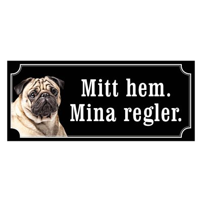 Mops fawn gammaldags stil emaljskylt hund