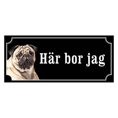 Mops fawn gammaldags stil emaljskylt hund