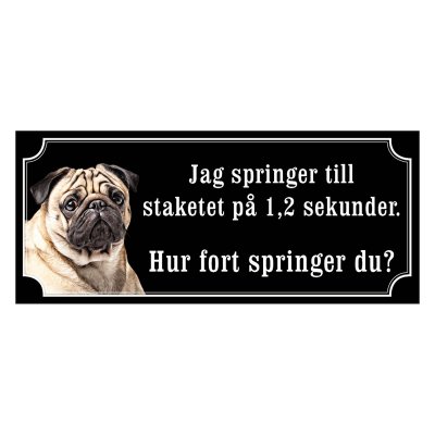Mops fawn gammaldags stil emaljskylt hund