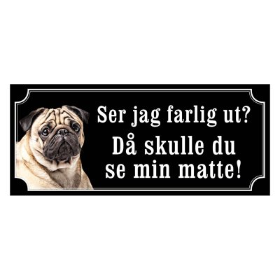 Mops fawn gammaldags stil emaljskylt hund