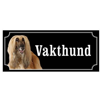 Skylt afganhund - olika sorter - svart gammaldags stil skylt med afganhund varning ör hunden hundskylt vakthund