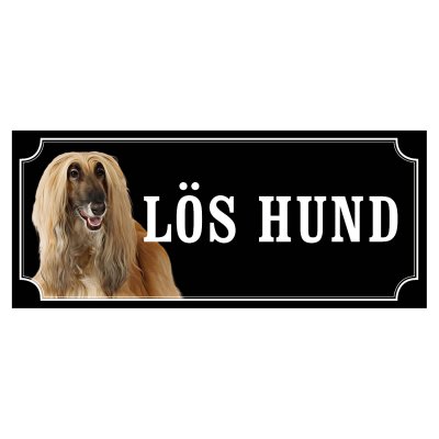 Skylt afganhund - olika sorter - svart gammaldags stil skylt med afganhund varning ör hunden hundskylt lös hund