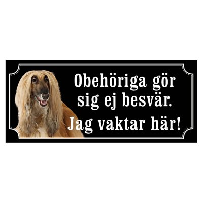 Skylt afganhund - olika sorter - svart gammaldags stil skylt med afganhund varning ör hunden hundskylt jag springer till staket