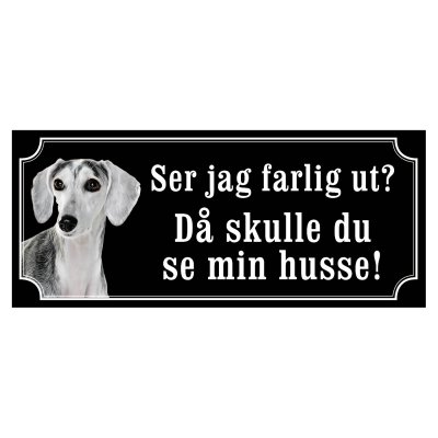 saluki Saluki Grå gammaldags stil emaljskylt skylt sign hundskylt Saluki fawn gulliga och finaste skyltenm med saluki svensk web