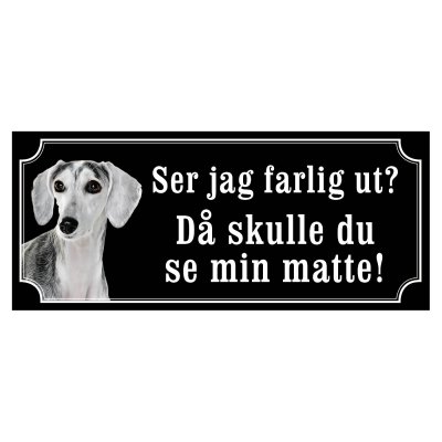 saluki Saluki Grå gammaldags stil emaljskylt skylt sign hundskylt Saluki fawn gulliga och finaste skyltenm med saluki svensk web