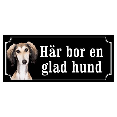 saluki fawn skylt sign hundskylt Saluki Grizzle/svart gammaldags stil- olika sorter - svart gammaldags stil hundskylt här bor en