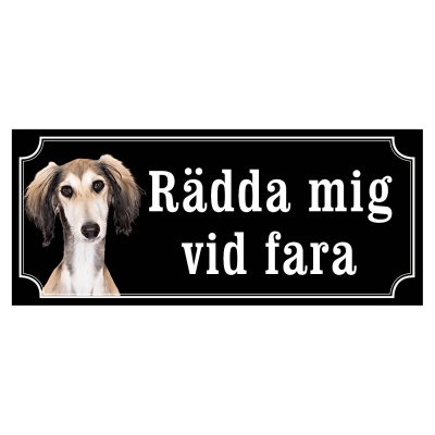 saluki fawn skylt sign hundskylt Saluki Grizzle/svart gammaldags stil- olika sorter - svart gammaldags stil hundskylt rädda mig