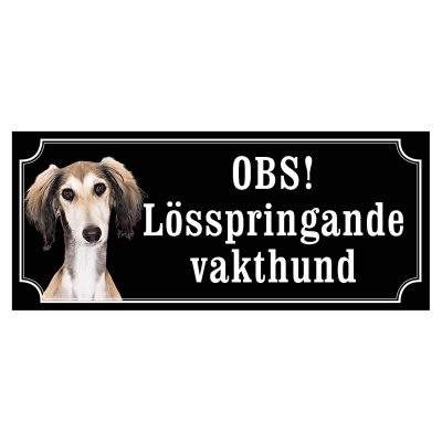 saluki fawn skylt sign hundskylt Saluki Grizzle/svart gammaldags stil- olika sorter - svart gammaldags stil hundskylt lösspringa