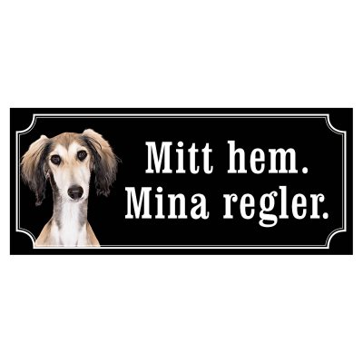 saluki fawn skylt sign hundskylt Saluki Grizzle/svart gammaldags stil- olika sorter - svart gammaldags stil hundskylt mitt hem,