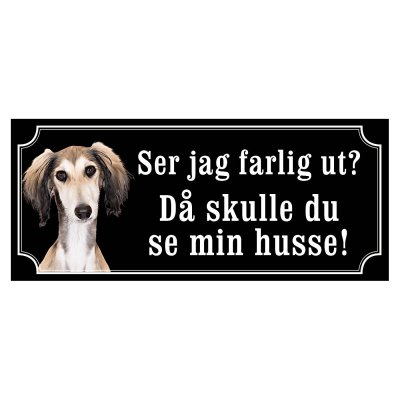 saluki fawn skylt sign hundskylt Saluki Grizzle/svart gammaldags stil- olika sorter - svart gammaldags stil hundskylt ser jag fa