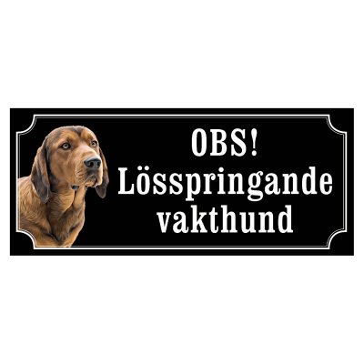 Alpine Dachsbracke alpenländische dachsbracke hundskylt dogsign sign dog happy print hjortröd finaste skylten
lösspringande