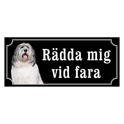 Polski owczarek nizinny gammaldags stil emaljskylt hund