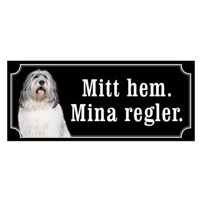 Polski owczarek nizinny gammaldags stil emaljskylt hund