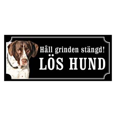 Gammel dansk hönsehund gammaldags stil emaljskylt hund