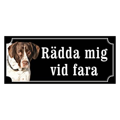 Gammel dansk hönsehund gammaldags stil emaljskylt hund