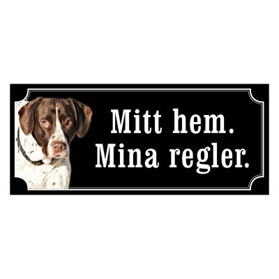 Gammel dansk hönsehund gammaldags stil emaljskylt hund