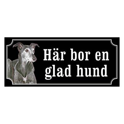 Greyhound blue gammaldags stil emaljskylt hund