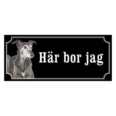 Greyhound blue gammaldags stil emaljskylt hund