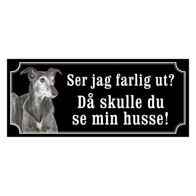 Greyhound blue gammaldags stil emaljskylt hund