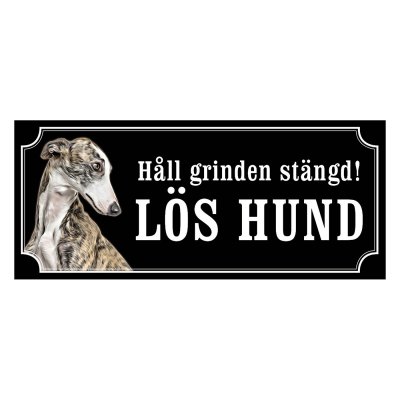 Greyhound brindle gammaldags stil emaljskylt hund