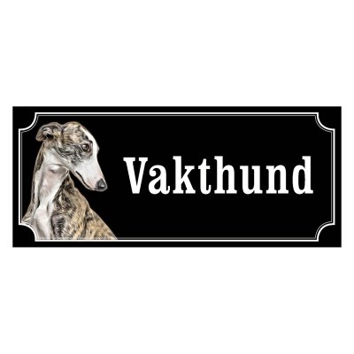 Greyhound brindle gammaldags stil emaljskylt hund