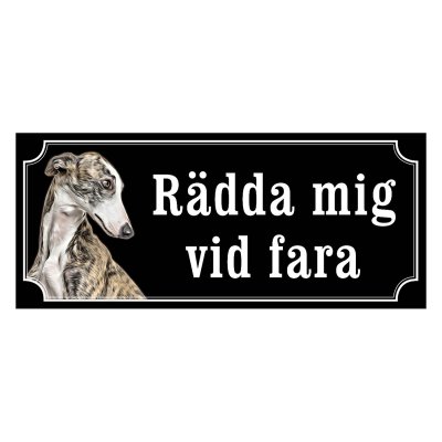 Greyhound brindle gammaldags stil emaljskylt hund