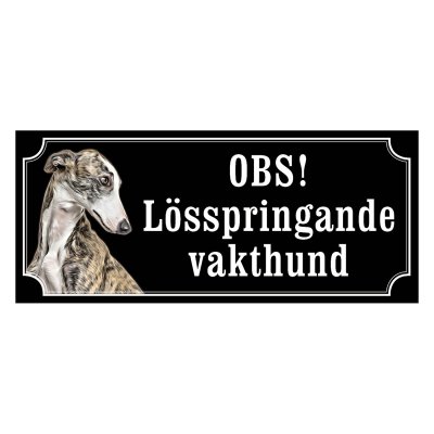 Greyhound brindle gammaldags stil emaljskylt hund