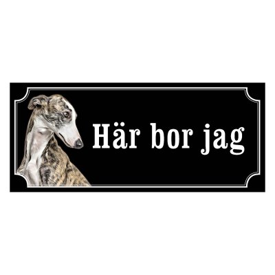 Greyhound brindle gammaldags stil emaljskylt hund